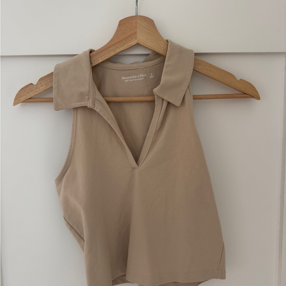 Abercrombie & Fitch Tan Collared Tank Top